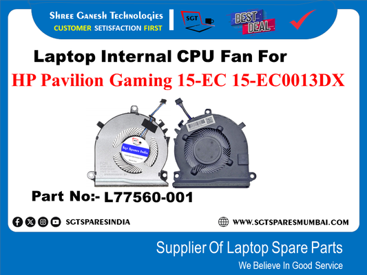 Laptop Internal CPU Fan For HP Pavilion Gaming 15-EC 15-EC0013DX Part No:- L77560-001