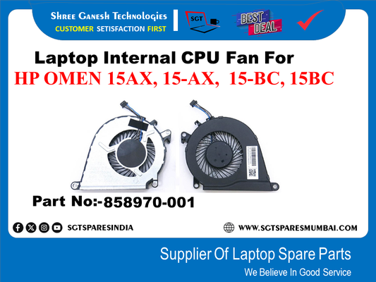 Laptop Internal CPU Fan For HP OMEN 15AX, 15-AX, 15-BC, 15BC Part No:-858970-001