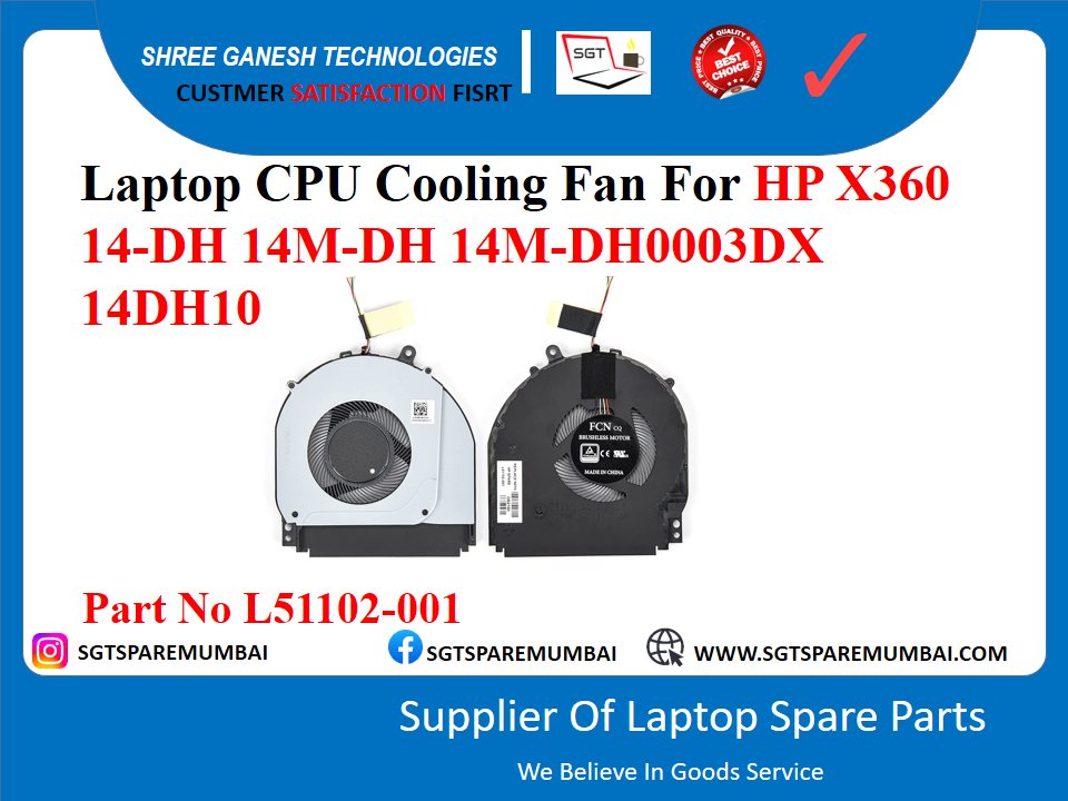 Laptop CPU Cooling Fan For HP X360 14-9H 14M-DH 14M-DH0003DX 14DH10 PCN Co Part No L51102-001