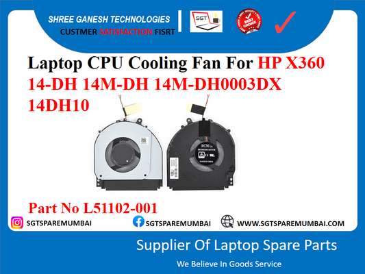 Laptop CPU Cooling Fan For HP X360 14-9H 14M-DH 14M-DH0003DX 14DH10 PCN Co Part No L51102-001