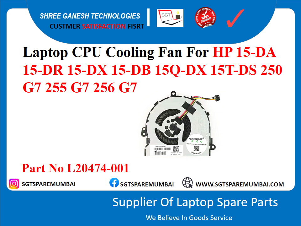 Laptop CPU Cooling Fan For HP 15-DA 15-DR 15-DX 15-DB 15Q-DX 15T-DS 250 G7 255 G7 256 G7 Part No L20474-001