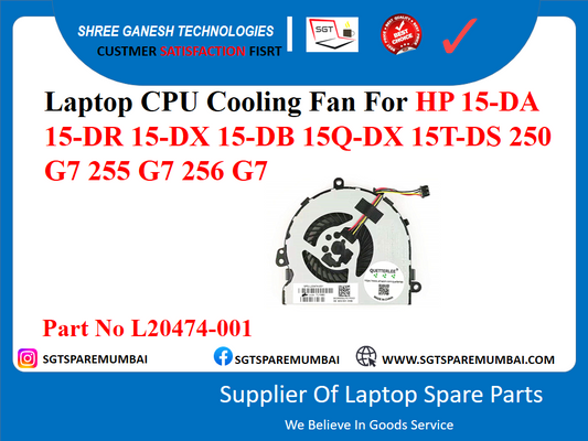 Laptop CPU Cooling Fan For HP 15-DA 15-DR 15-DX 15-DB 15Q-DX 15T-DS 250 G7 255 G7 256 G7 Part No L20474-001