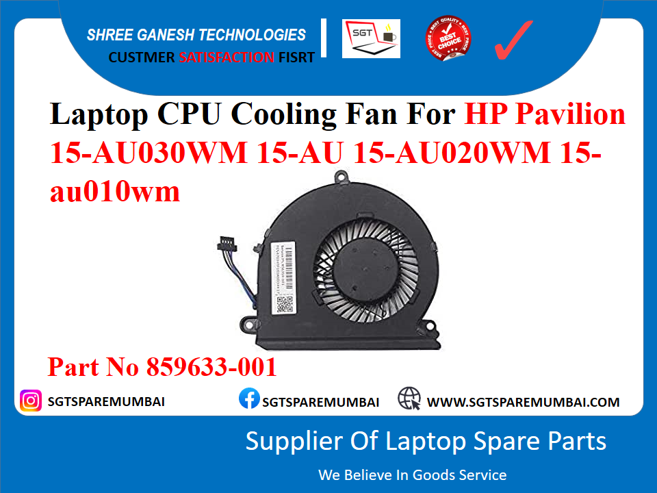 Laptop CPU Cooling Fan For HP Pavilion 15-AU030WM 15-AU 15-AU020WM 15- au010wm Part No 859633-001