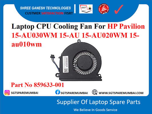 Laptop CPU Cooling Fan For HP Pavilion 15-AU030WM 15-AU 15-AU020WM 15- au010wm Part No 859633-001