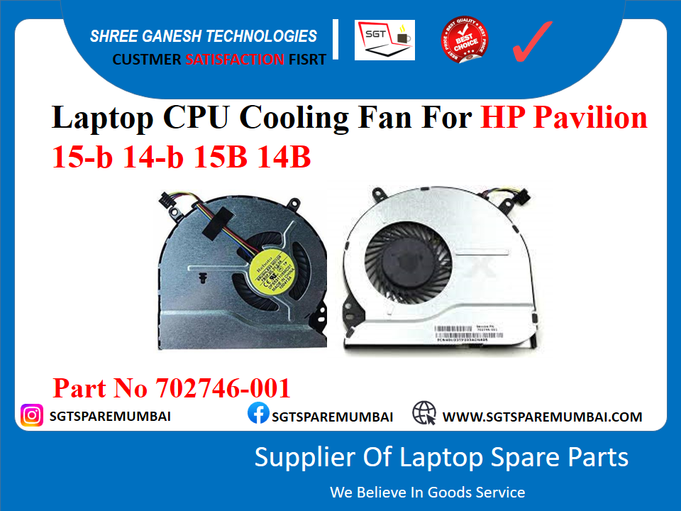 Laptop CPU Cooling Fan For HP Pavilion 15-b 14-b 15B 14B Part No 702746-001