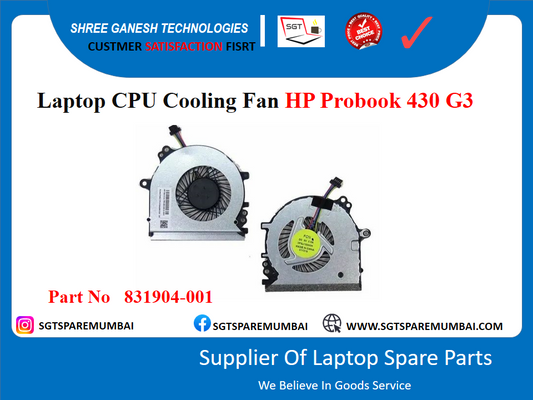 Laptop CPU Cooling Fan HP Probook 430 G3 Part No 831904-001