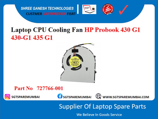 Laptop CPU Cooling Fan HP Probook 430 G1 °430-G1 435 G1 Part No 727766-001