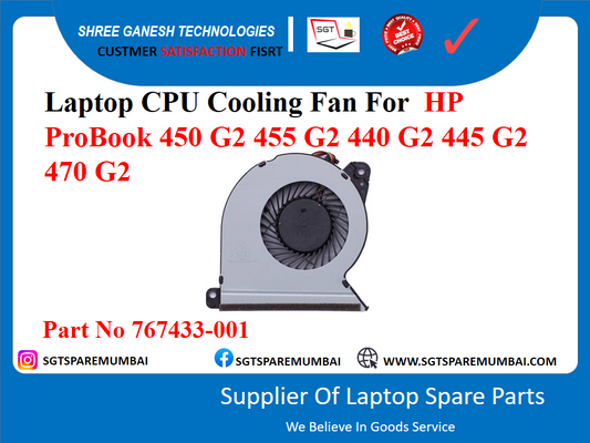 Laptop CPU Cooling Fan For ' HP ProBook 450 G2 455 G2 440 G2 445 G2 470 G2 Part No 767433-001