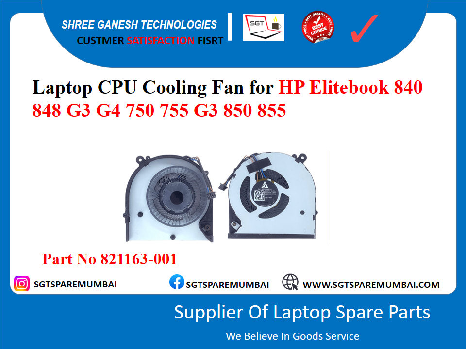 Laptop CPU Cooling Fan for HP Elitebook 840 848 G3 G4 750 755 G3 850 855 Part No 821163-001