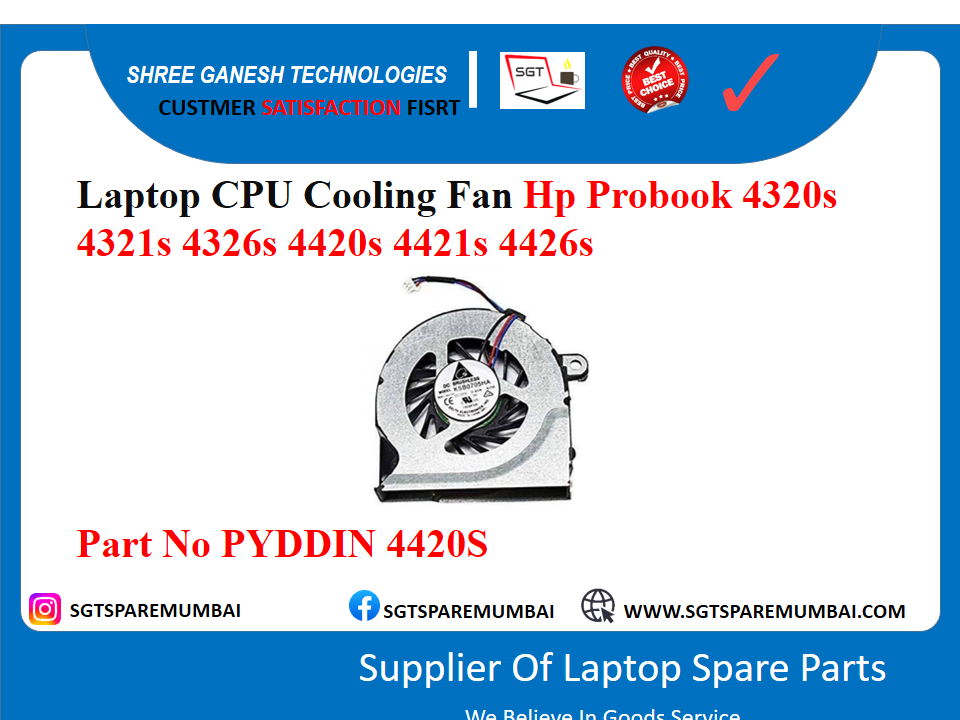 Laptop CPU Cooling Fan Hp Probook 4320s 4321s 4326s 4420s 4421s 4426s Part No PYDDIN 4420S