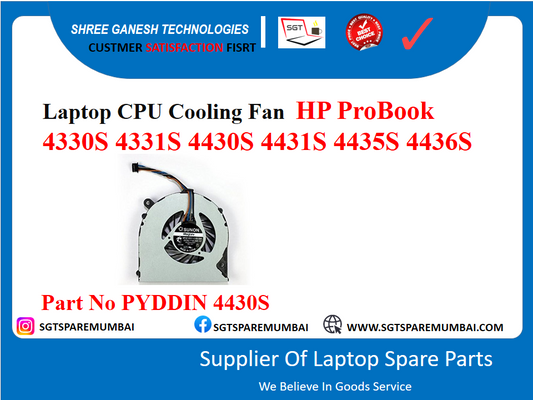 Laptop CPU Cooling Fan HP ProBook 4330S 4331S 4430S 4431S 4435S 4436S Part No PYDDIN 4430S