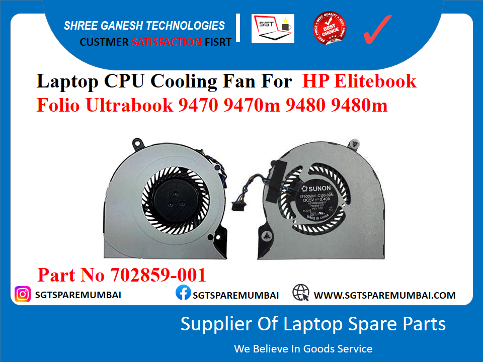 Laptop CPU Cooling Fan For HP Elitebook Folio Ultrabook 9470 9470m 9480 9480m O SUNON Part No 702859-001