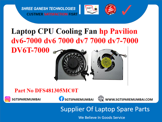 Laptop CPU Cooling Fan hp Pavilion dv6-7000 dv6 7000 dv7 7000 dv7-7000 DV6T-7000 Part No DFS481305MCOT