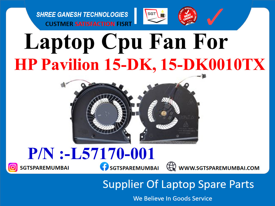 Laptop Cpu + Gpu  Fan For HP Pavilion 15-DK, 15-DK0010TX P/N :-L57170-001