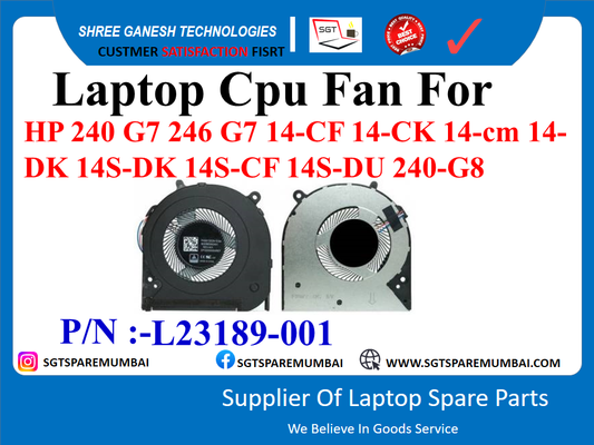 Laptop Cpu Fan For HP 240 G7 246 G7 14-CF 14-CK 14-cm 14- DK 14S-DK 14S-CF 14S-DU 240-G8 P/N :-L23189-001