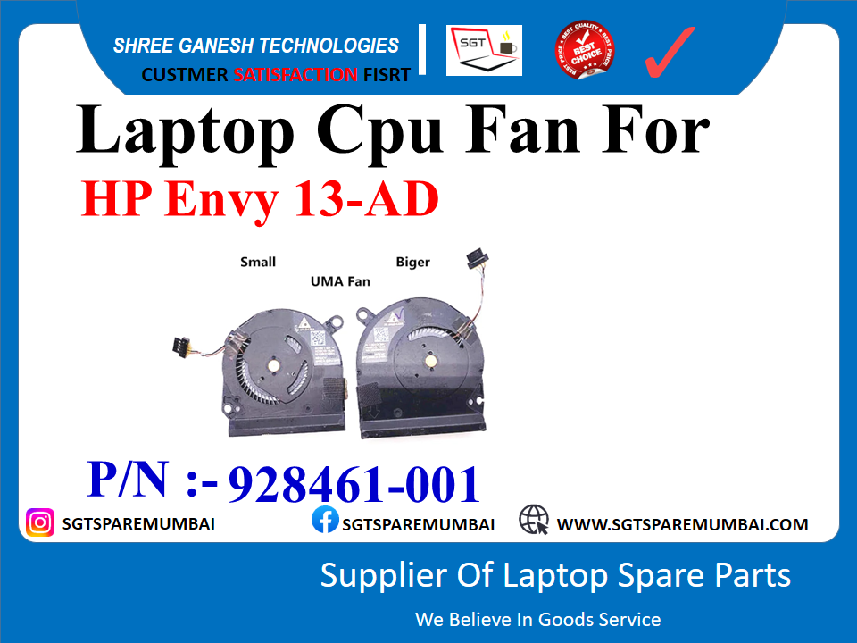 Laptop Cpu+GPU  Fan For HP Envy 13-AD  P/N :- 928461-001