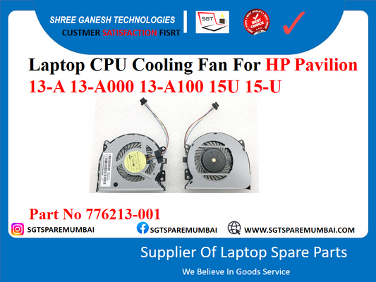 Laptop CPU Cooling Fan For HP Pavilion 13-A 13-A000 13-A100 15U 15-U Part No 776213-001