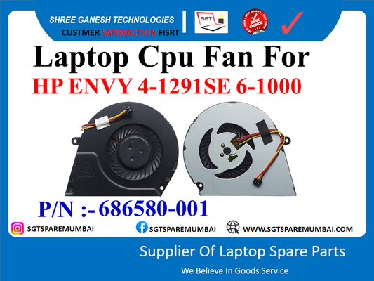 Laptop Cpu Fan For HP ENVY 4-1291SE 6-1000 P/N :- 686580-001