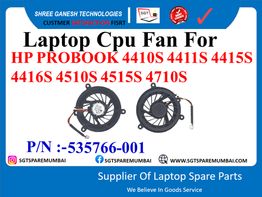 Laptop Cpu Fan For HP PROBOOK 4410S 4411S 4415S 4416S 4510S 4515S 4710S P/N :-535766-001