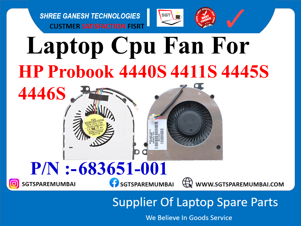 Laptop Cpu Fan For HP Probook 4440S 4411S 4445S 4446S P/N :-683651-001