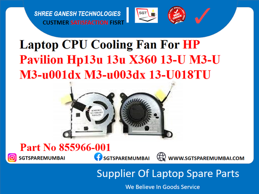 Laptop CPU Cooling Fan For HP Pavilion Hp13u 13u X360 13-U M3-U M3-u001dx M3-u003dx 13-U018TU Part No 855966-001