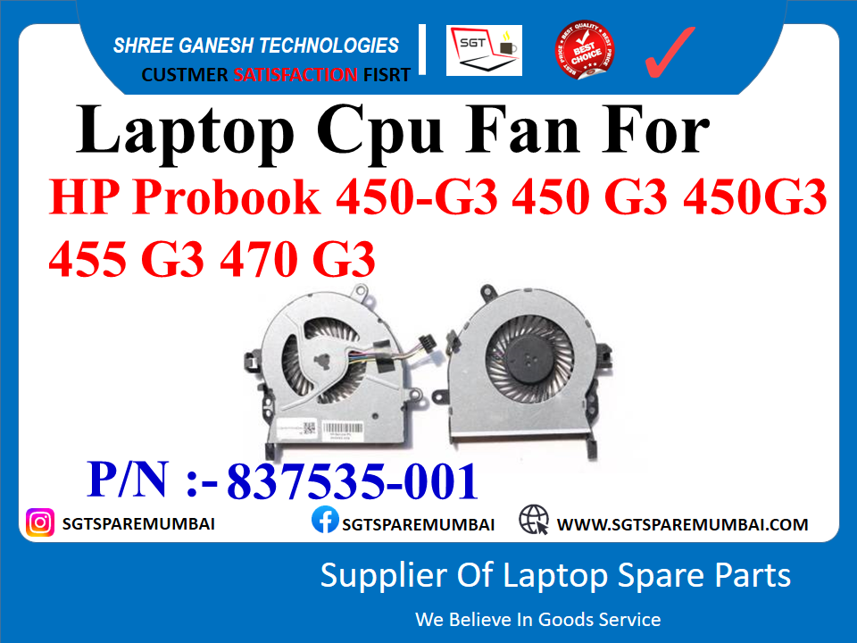 Laptop Cpu Fan For HP Probook 450-G3 450 G3 450G3 455 G3 470 G3 P/N : - 837535-001