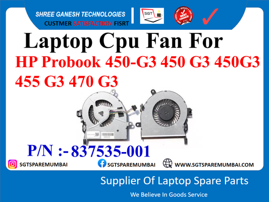 Laptop Cpu Fan For HP Probook 450-G3 450 G3 450G3 455 G3 470 G3 P/N : - 837535-001