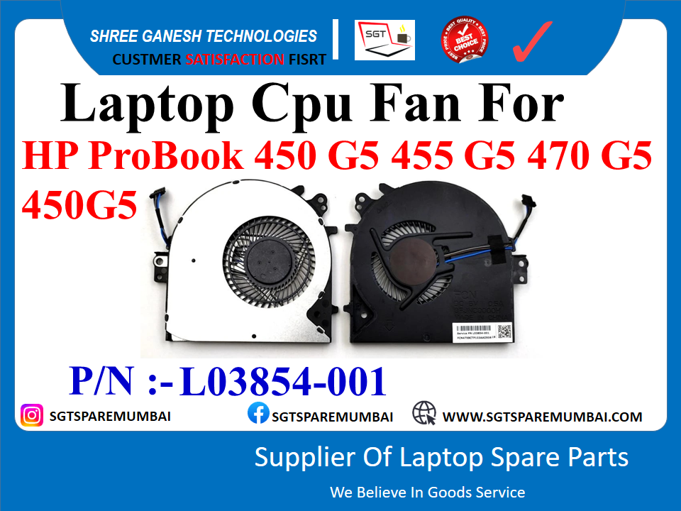 Laptop Cpu Fan For HP ProBook 450 G5 455 G5 470 G5 450G5 P/N :- L03854-001