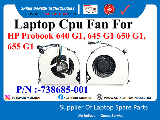 Laptop Cpu Fan For HP Probook 640 G1, 645 G1 650 G1, 655 G1 P/N :-738685-001