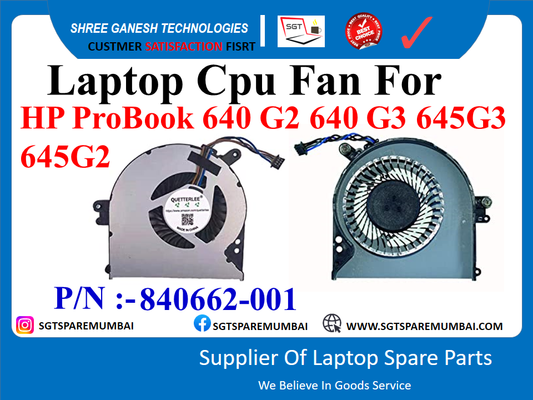 Laptop Cpu Fan For HP ProBook 640 G2 640 G3 645G3 645G2 P/N :-840662-001