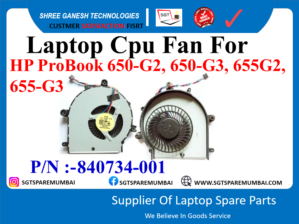 Laptop Cpu Fan For HP ProBook 650-G2, 650-G3, 655G2, 655-G3 P/N :-840734-001