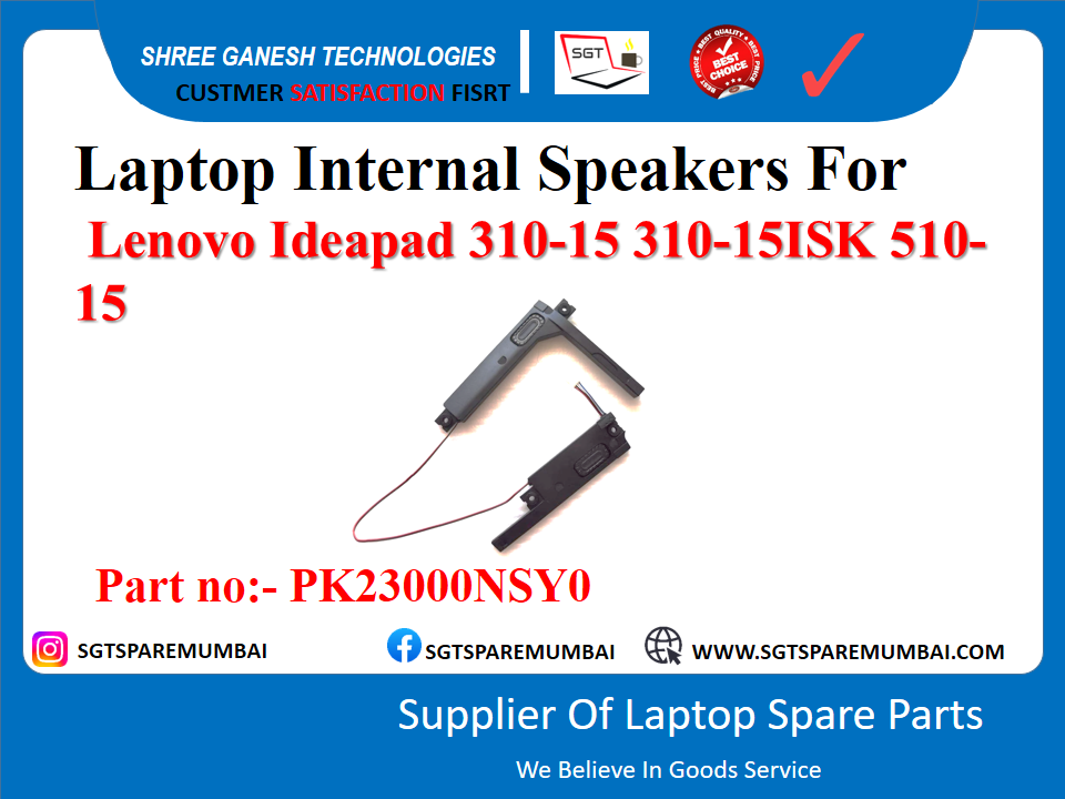 Laptop Internal Speakers For Lenovo Ideapad 310-15 310-15ISK 510- 15 Part no:- PK23000NSY0