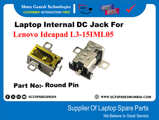 Laptop Internal DC Jack For Lenovo Ideapad L3-15IML05 Part No:- Round Pin