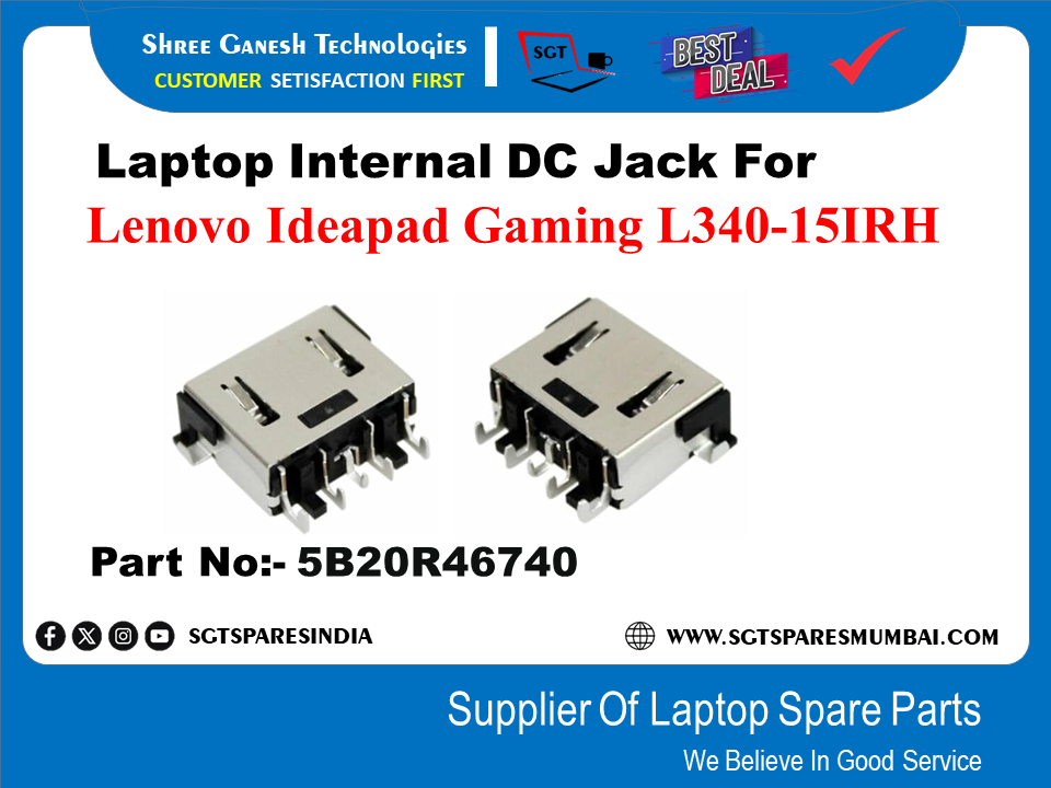 Laptop Internal DC Jack For Lenovo Ideapad Gaming L340-151RH Part No:- 5B20R46740