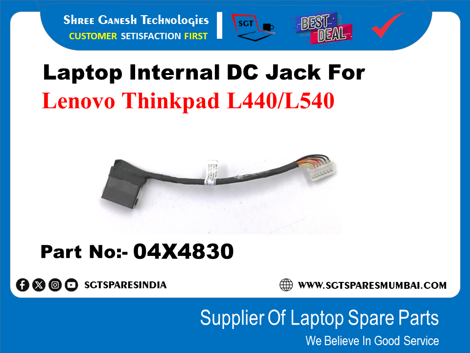 Laptop Internal DC Jack For Lenovo Thinkpad L440/L540 Part No:- 04X4830