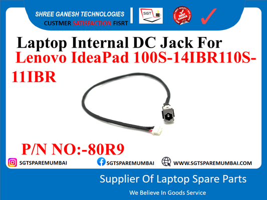 Laptop Internal DC Jack For Lenovo IdeaPad 100S-14IBR110S- 111BR P/N NO:-80R9