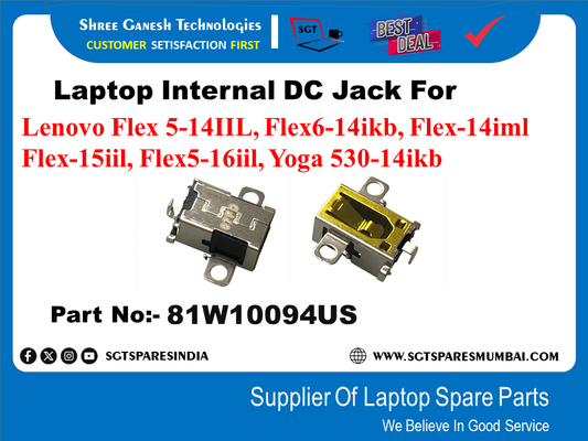 Laptop Internal DC Jack For Lenovo Flex 5-14IIL, Flex6-14ikb, Flex-14iml Flex-15iil, Flex5-16iil, Yoga 530-14ikb Part No:- 81W10094US