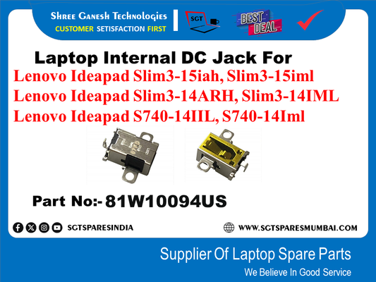 Laptop Internal DC Jack For Lenovo Ideapad Slim3-15iah, Slim3-15iml Lenovo Ideapad Slim3-14ARH, Slim3-14IML Lenovo Ideapad S740-141IL, S740-141ml Part No:-81W10094US