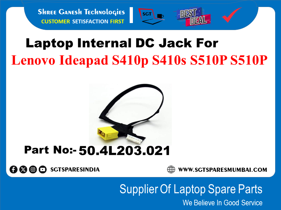 Laptop Internal DC Jack For Lenovo Ideapad S410p S410s S510P S510P Part No:- 50.4L203.021