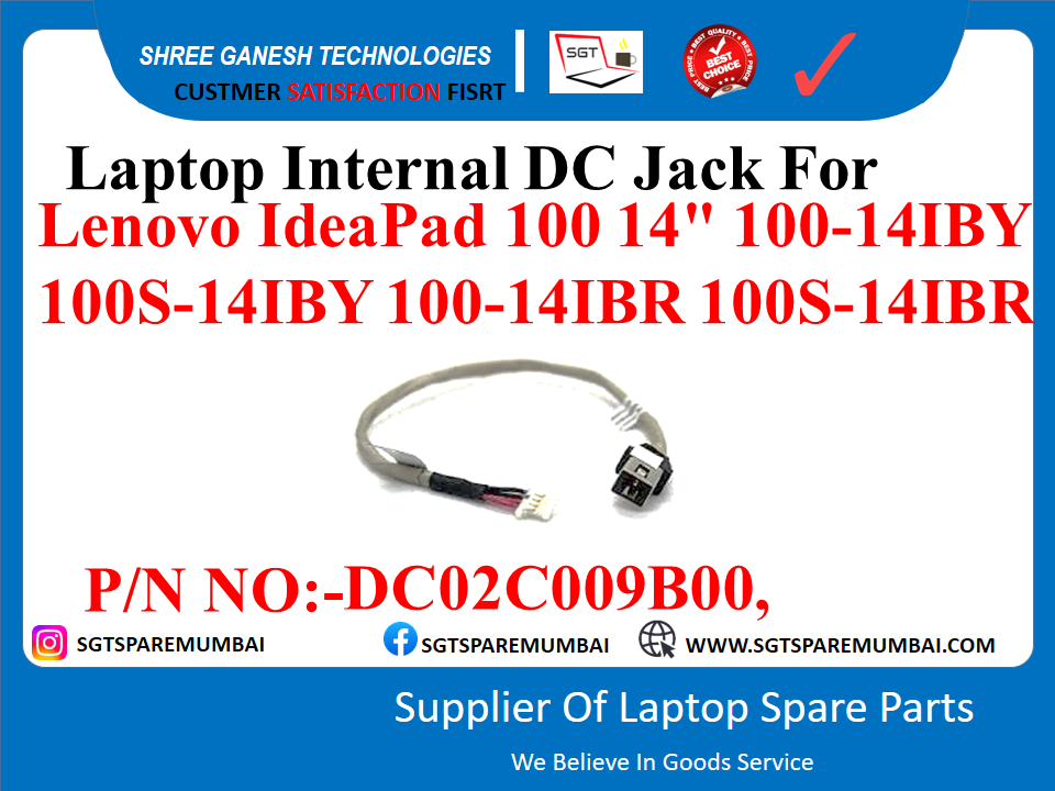 Laptop Internal DC Jack For Lenovo IdeaPad 100 14" 100-14IBY 100S-14IBY 100-14IBR 100S-14IBR P/N NO:-DC02C009B00,