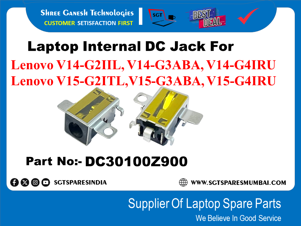 Laptop Internal DC Jack For Lenovo V14-G2IIL, V14-G3ABA, V14-G4IRU Lenovo V15-G2ITL,V15-G3ABA, V15-G4IRU Part No:- DC301002900