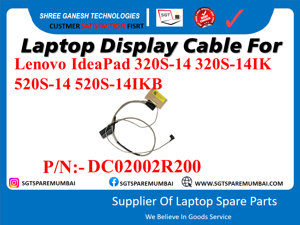 Laptop Display Cable For Lenovo IdeaPad 320S-14 320S-14ISK 520S-14 520S-14IKB P/N:- DC02002R200