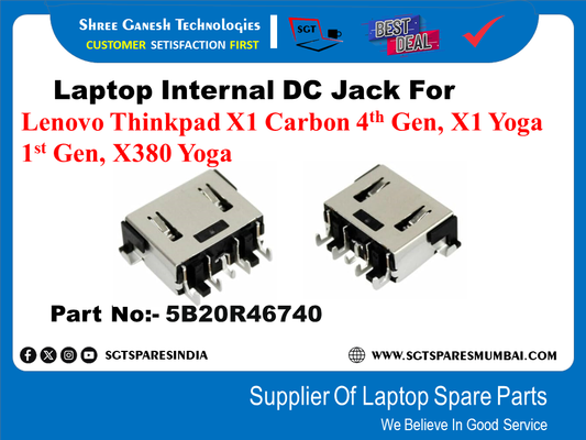 Laptop Internal DC Jack For Lenovo Thinkpad XI Carbon 4*™ Gen, XI Yoga 1» Gen, X380 Yoga Part No:- 5B20R46740