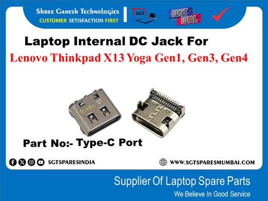 Laptop Internal DC Jack For Lenovo Thinkpad X13 Yoga Gen1, Gen3, Gen4 Part No:- Type-C Port