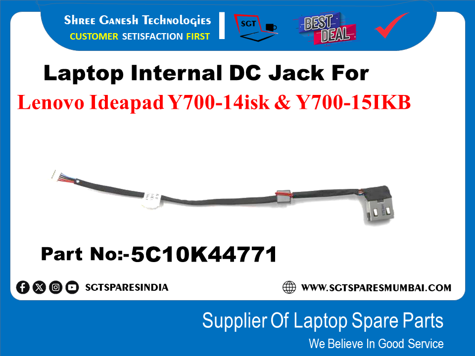 Laptop Internal DC Jack For Lenovo Ideapad Y700-14isk & Y700-151KB Part No:-5C10K44771