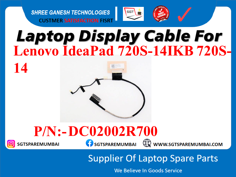 Laptop Display Cable For Lenovo IdeaPad 720S-14IKB 720S- 14 P/N:- DC02002R700