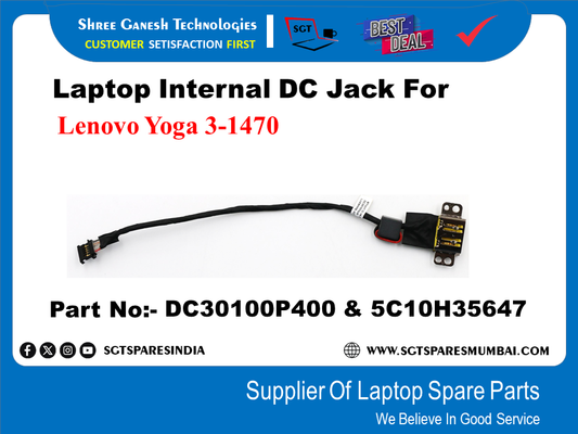 Laptop Internal DC Jack For Lenovo Yoga 3-1470 Part No: - DC30100P400 & 5C10H35647