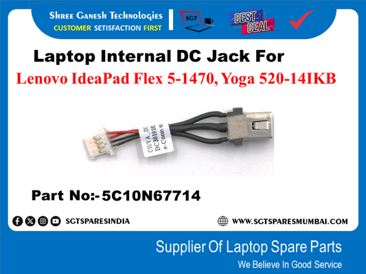 Laptop Internal DC Jack For Lenovo IdeaPad Flex 5-1470, Yoga 520-141KB Part No:-5C10N67714