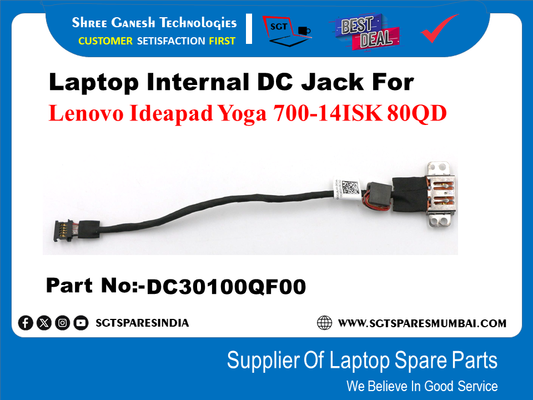 Laptop Internal DC Jack For Lenovo Ideapad Yoga 700-14ISK 80QD Part No:-DC30100QF00