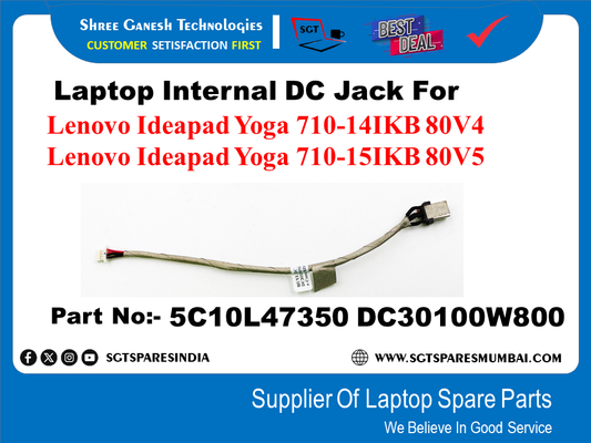 Laptop Internal DC Jack For Lenovo Ideapad Yoga 710-141KB 80V4 Lenovo Ideapad Yoga 710-151KB 80V5 Part No:- 5C10L47350 DC30100W800